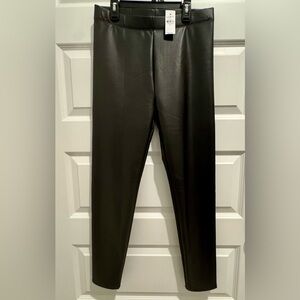 LOFT Sleek Black Leather—Look Pants NWT